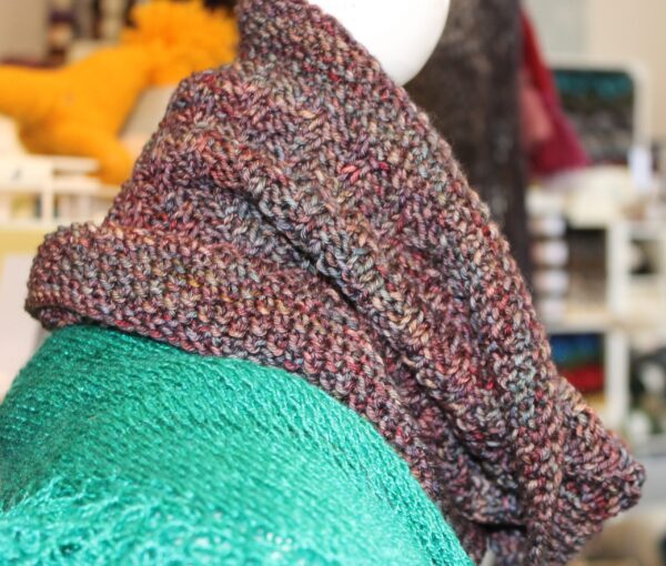 IMG 3515 scaled 600x510 - The Lace Knittery Twist It Cowl PDF Knitting Pattern
