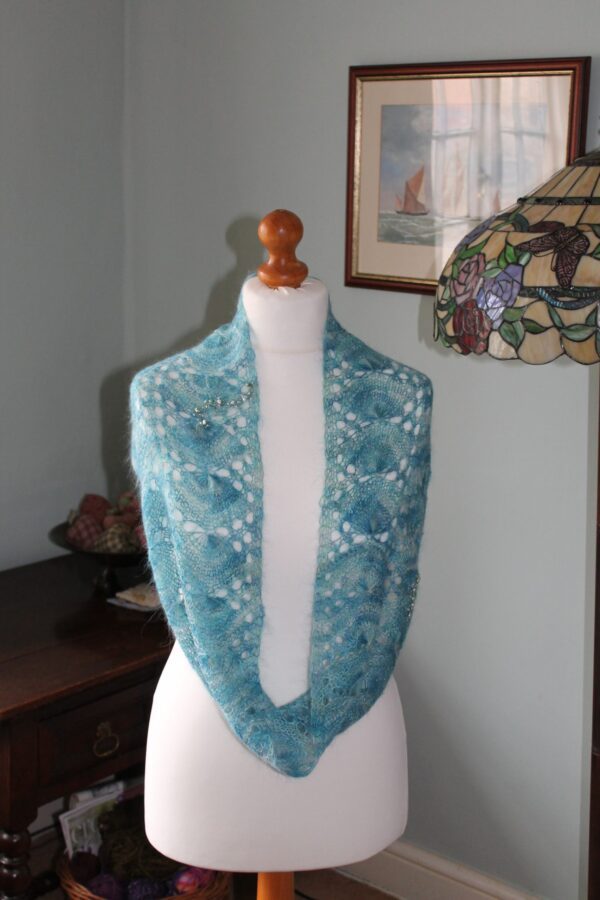 mermaid infinity scarf feb 2015 001 2016 03 29 14 01 25 UTC scaled 600x900 - The Lace Knittery Mermaid Scarf PDF knitting pattern